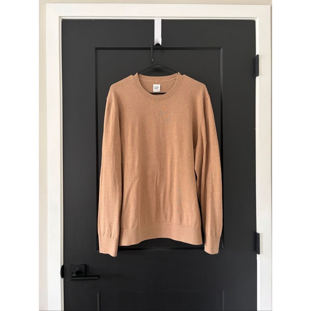 GAP Tan Minimalist Core Cotton Crewneck Sweater Neutral Men’s Pullover Size L